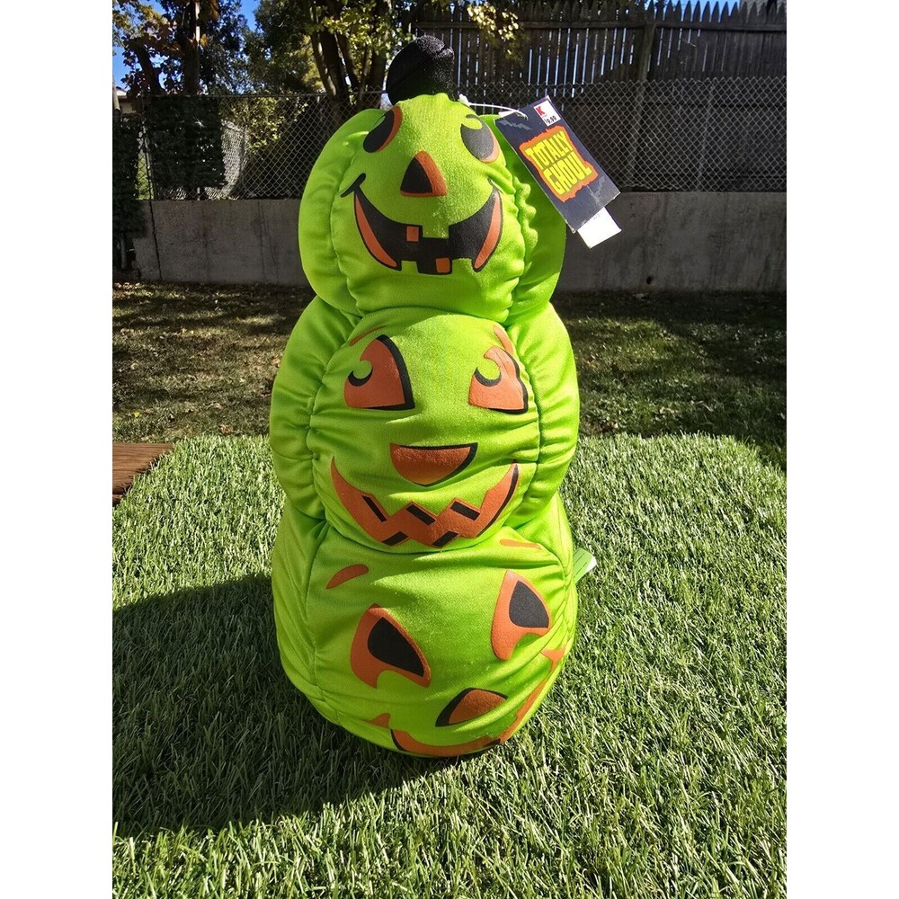 Vtg Dan Dee Totally Ghoul Squishy Stack Jack O Lantern 14" Plush Bean Bag NWT